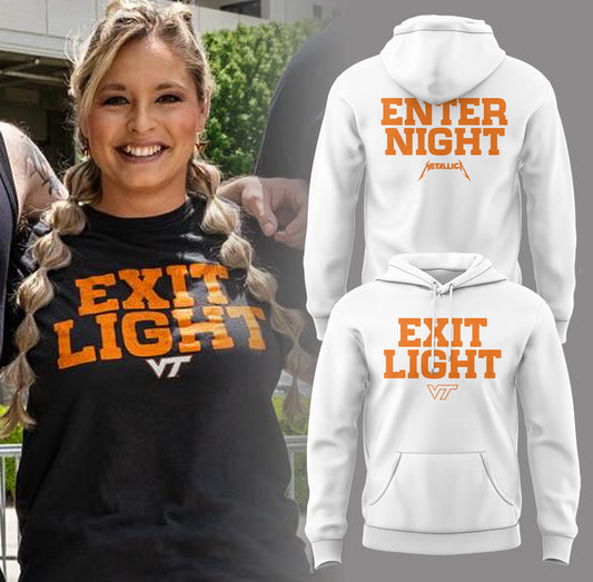 Virginia Tech Music Concert White Hoodie - Exit Light Enter Night Shirt