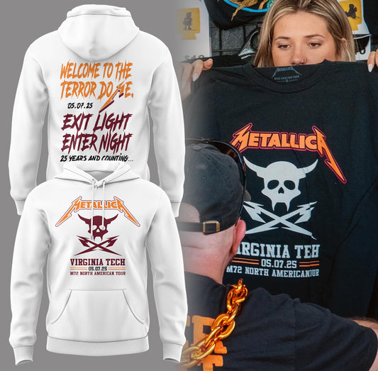 Virginia Tech Music Concert White Hoodie - Exit Light Enter Night Shirt