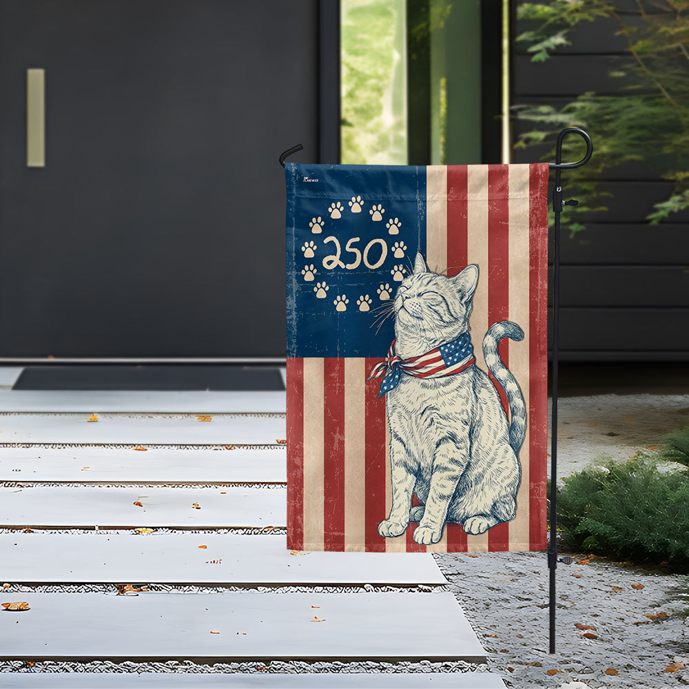Flagwix Patriotic Cat Garden Flag - 250th Anniversary Paw Prints Betsy Ross Flag Decor