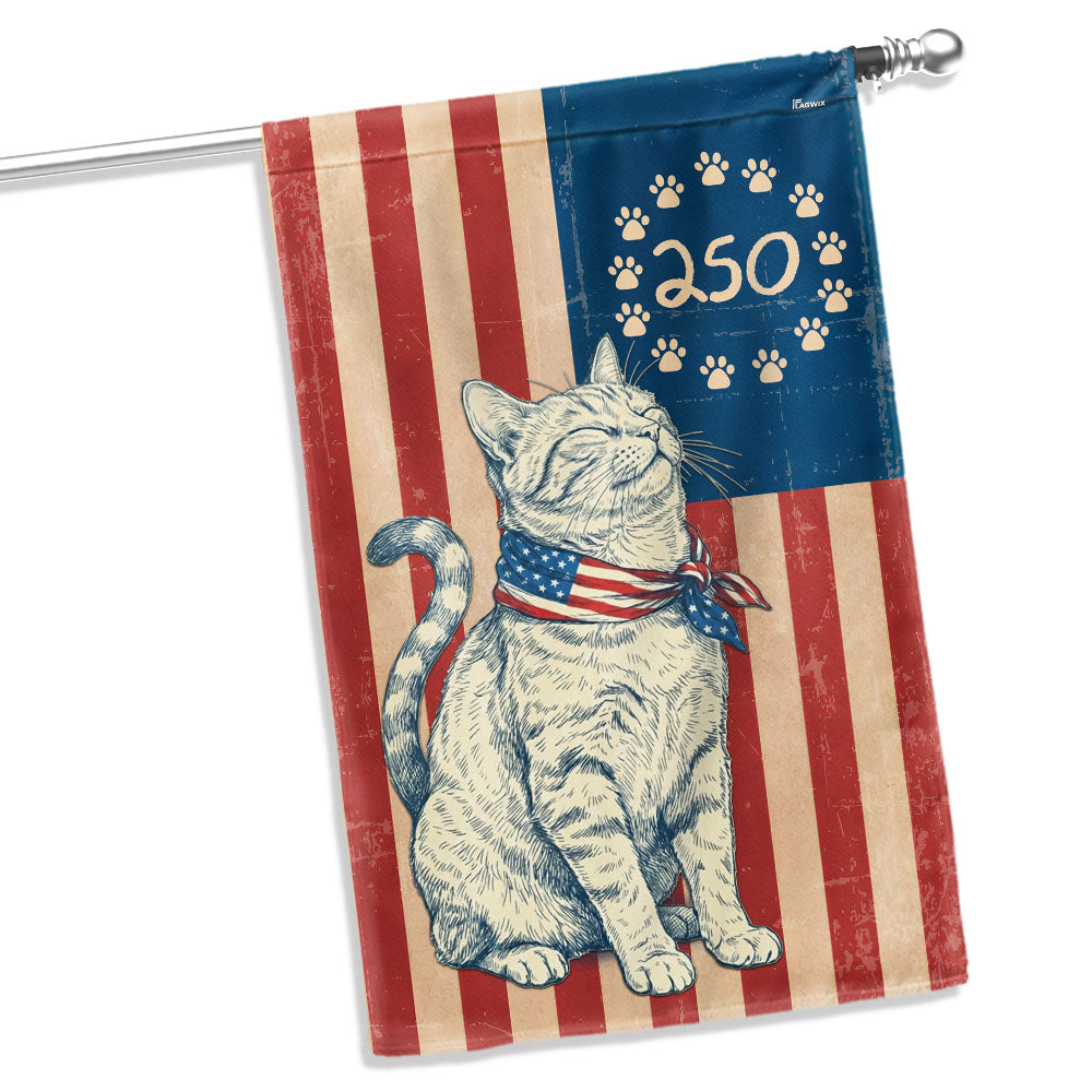 Flagwix Patriotic Cat Garden Flag - 250th Anniversary Paw Prints Betsy Ross Flag Decor