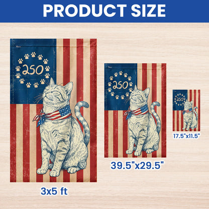 Flagwix Patriotic Cat Garden Flag - 250th Anniversary Paw Prints Betsy Ross Flag Decor