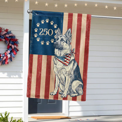 Flagwix Patriotic German Shepherd Garden Flag - 250th Anniversary Paw Prints Betsy Ross Flag Decor