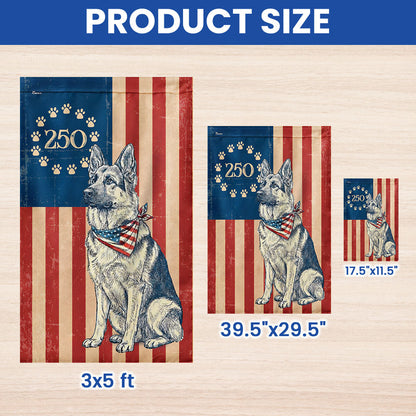 Flagwix Patriotic German Shepherd Garden Flag - 250th Anniversary Paw Prints Betsy Ross Flag Decor