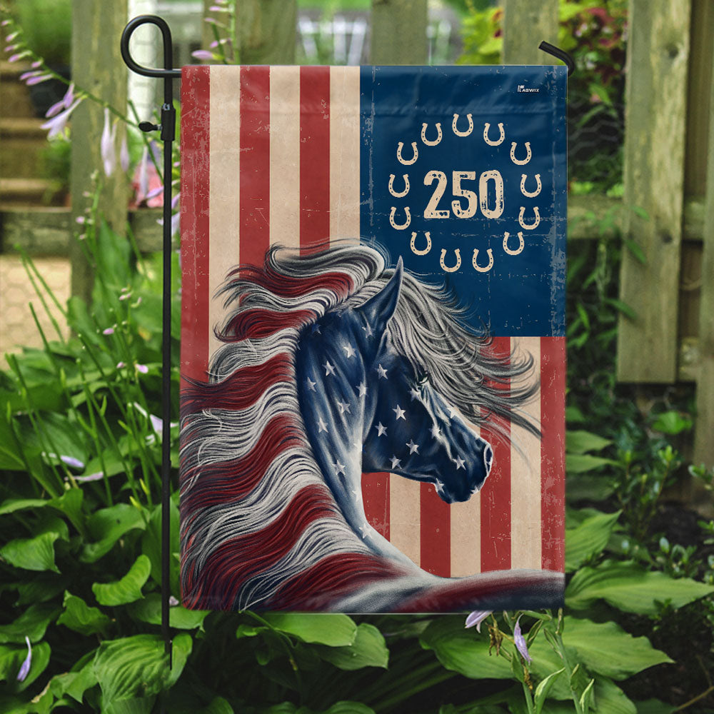 Flagwix Patriotic Horse Garden Flag - 250th Anniversary Horse Prints Betsy Ross Flag Decor