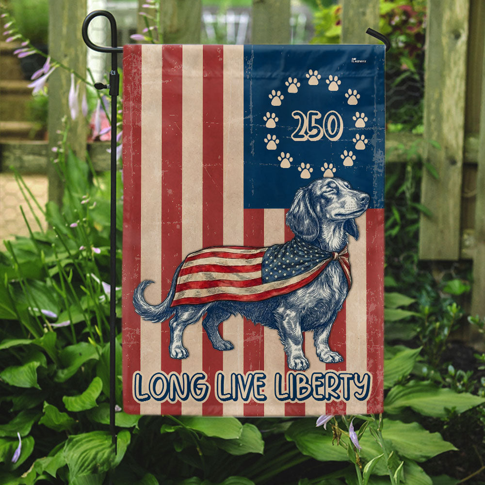 Flagwix Patriotic Dachshund Garden Flag - 250th Anniversary Paw Wiener Prints Betsy Ros Flag Decor