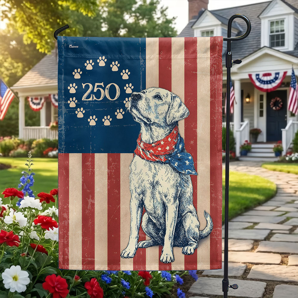 Flagwix Patriotic Labrador Retriever Garden Flag - 250th Anniversary Paw Prints Betsy Ross Flag Decor