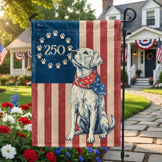 Flagwix Patriotic Labrador Retriever Garden Flag - 250th Anniversary Paw Prints Betsy Ross Flag Decor