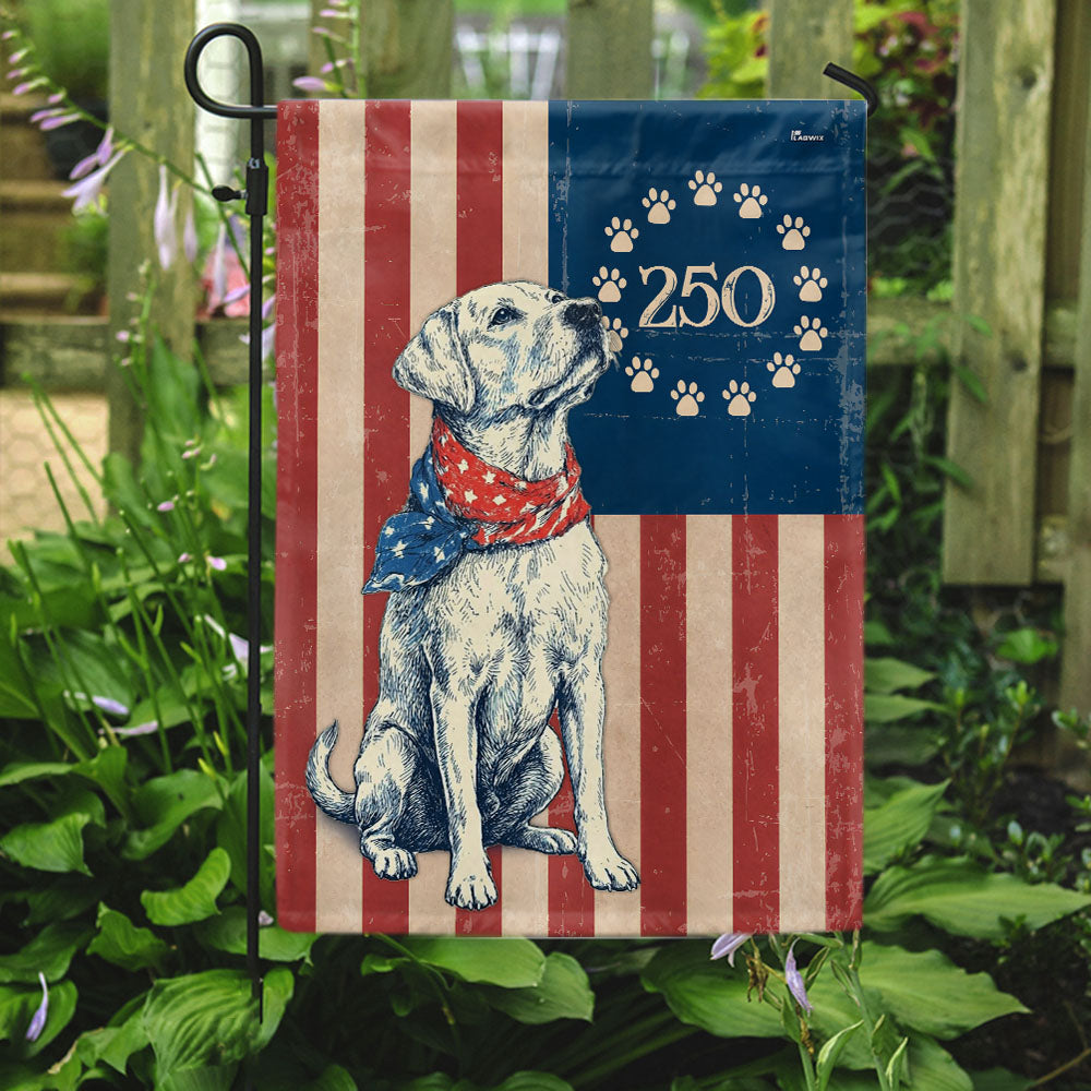 Flagwix Patriotic Labrador Retriever Garden Flag - 250th Anniversary Paw Prints Betsy Ross Flag Decor