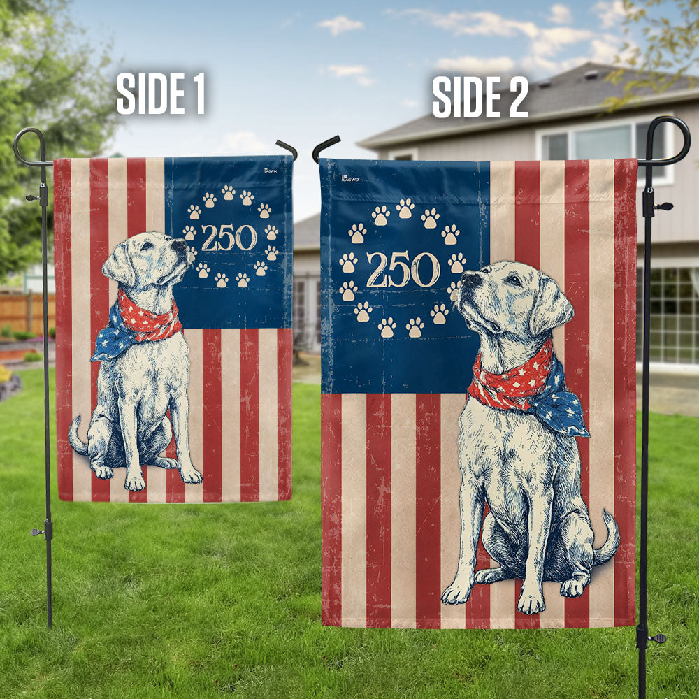 Flagwix Patriotic Labrador Retriever Garden Flag - 250th Anniversary Paw Prints Betsy Ross Flag Decor