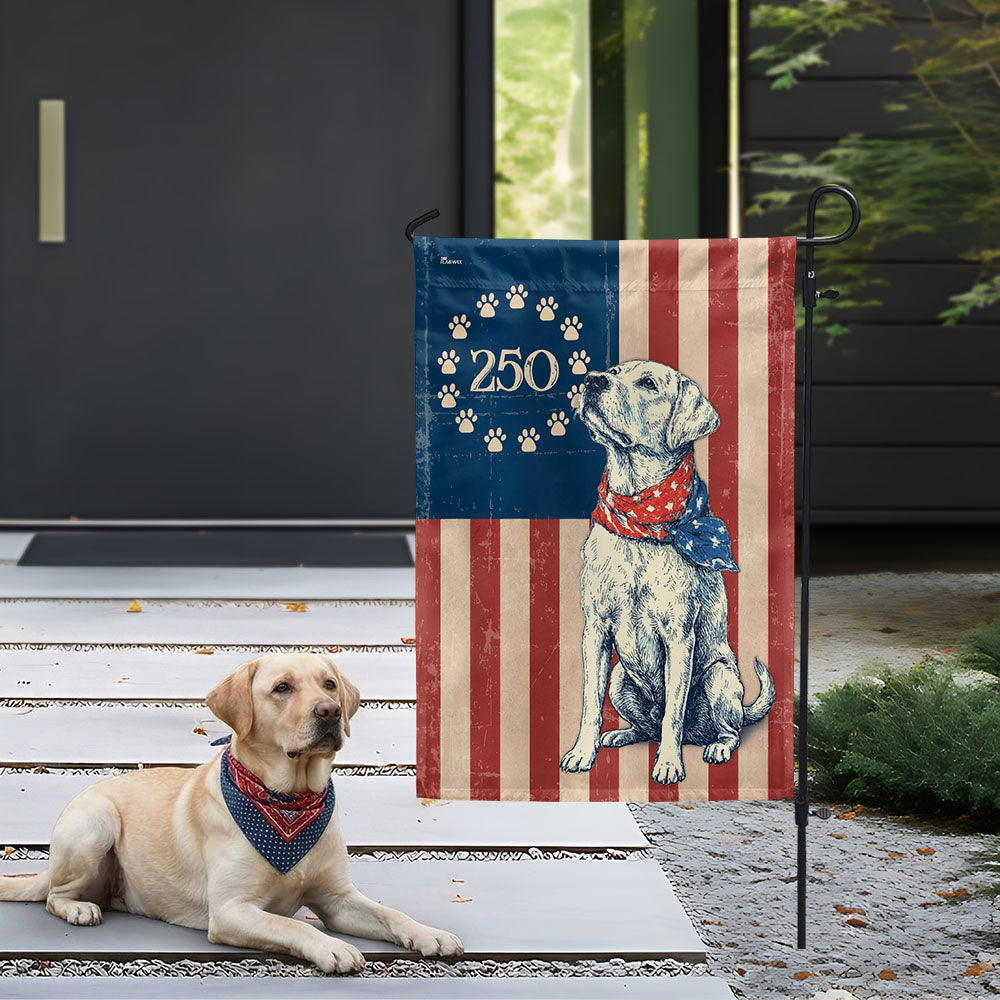 Flagwix Patriotic Labrador Retriever Garden Flag - 250th Anniversary Paw Prints Betsy Ross Flag Decor