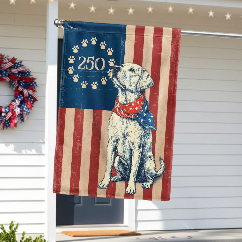 Flagwix Patriotic Labrador Retriever Garden Flag - 250th Anniversary Paw Prints Betsy Ross Flag Decor