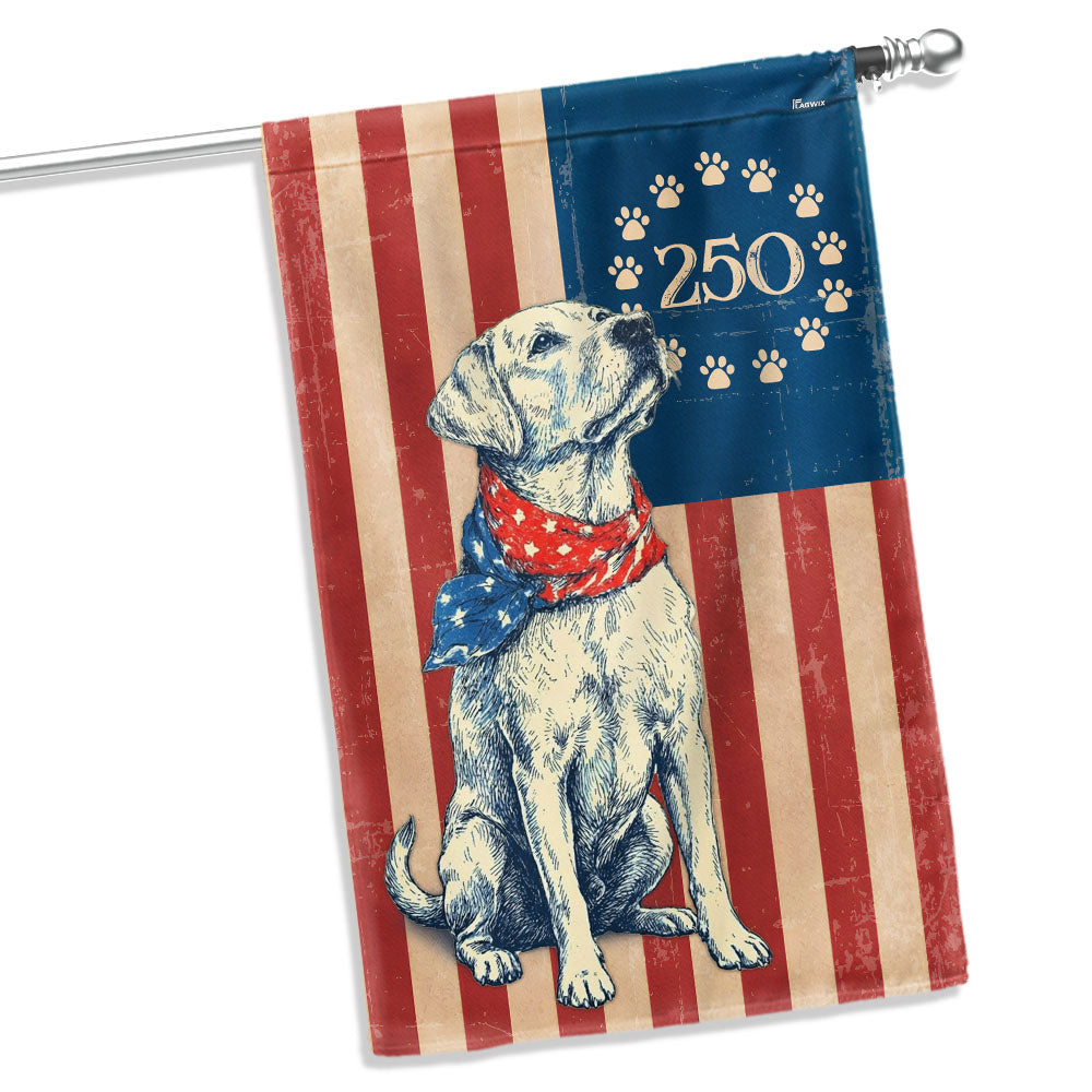 Flagwix Patriotic Labrador Retriever Garden Flag - 250th Anniversary Paw Prints Betsy Ross Flag Decor