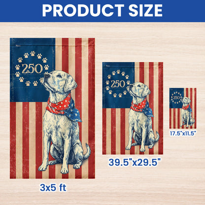 Flagwix Patriotic Labrador Retriever Garden Flag - 250th Anniversary Paw Prints Betsy Ross Flag Decor
