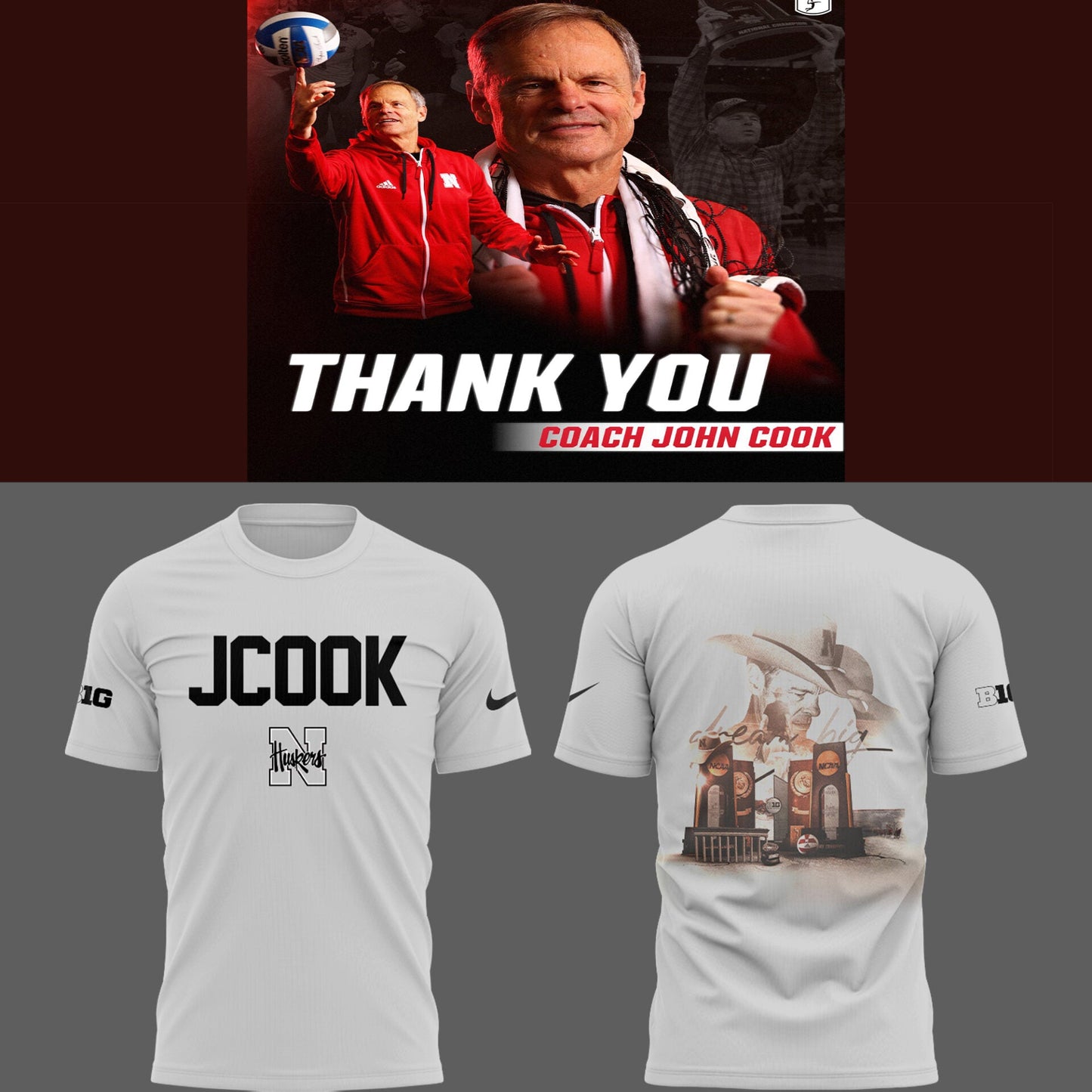 Nebraska Volleyball 2025 Limited Coach John Cook T-Shirt