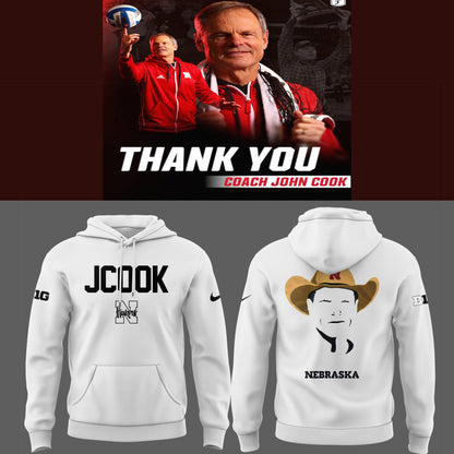 Nebraska Volleyball 2025 Limited Coach John Cook White Hoodie