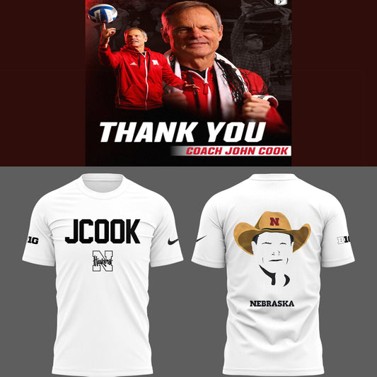 Nebraska Volleyball 2025 Limited Coach John Cook White T-Shirt