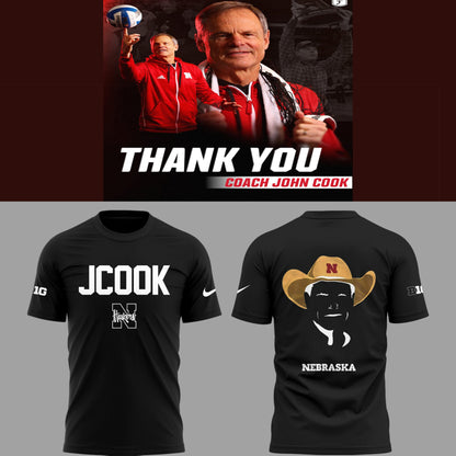 Nebraska Volleyball 2025 Limited Coach John Cook Black T-Shirt