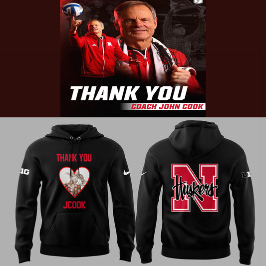 Nebraska Volleyball 2025 Limited Thanks Coach John Cook Black Hoodie