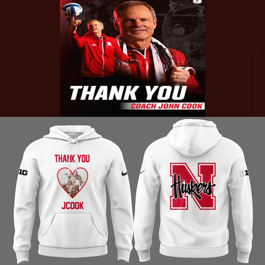 Nebraska Volleyball 2025 Limited Thanks Coach John Cook White Hoodie