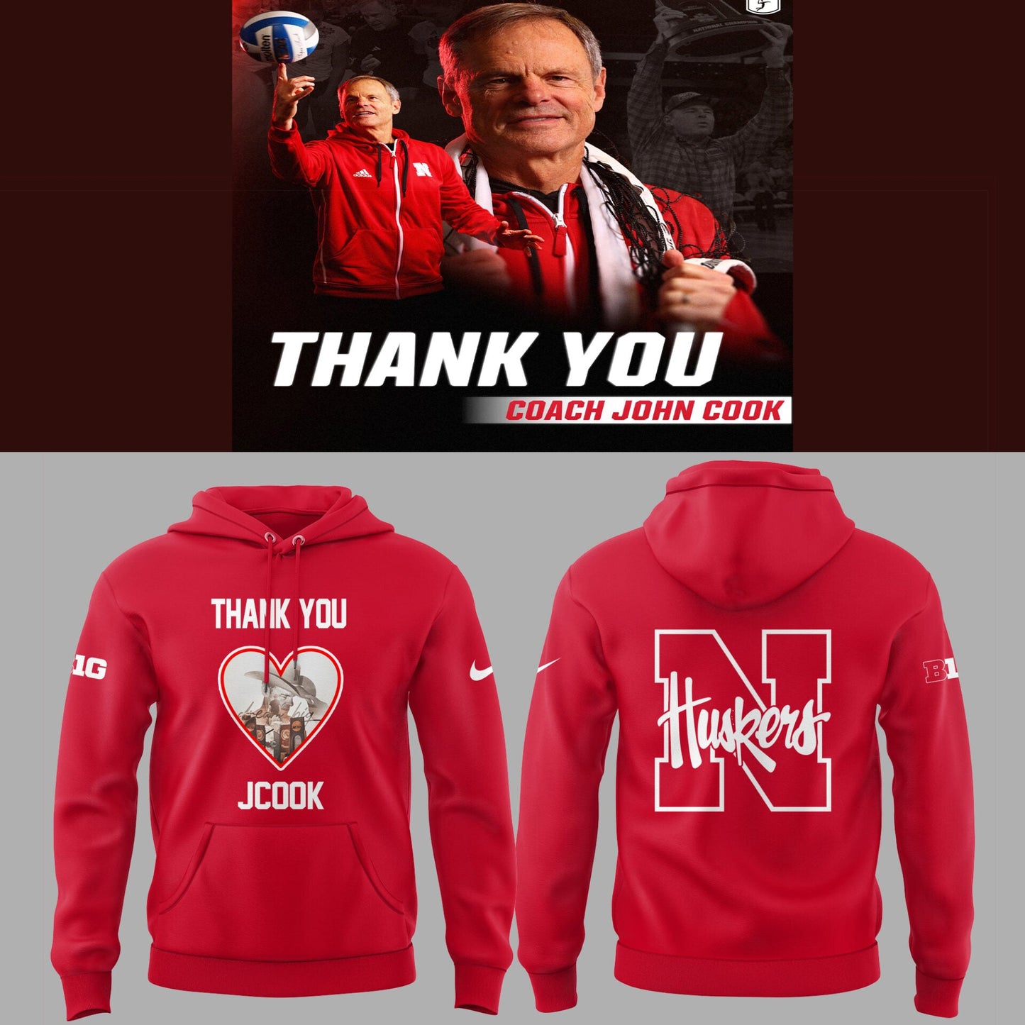 Nebraska Volleyball 2025 Limited Thanks Coach John Cook Hoodie