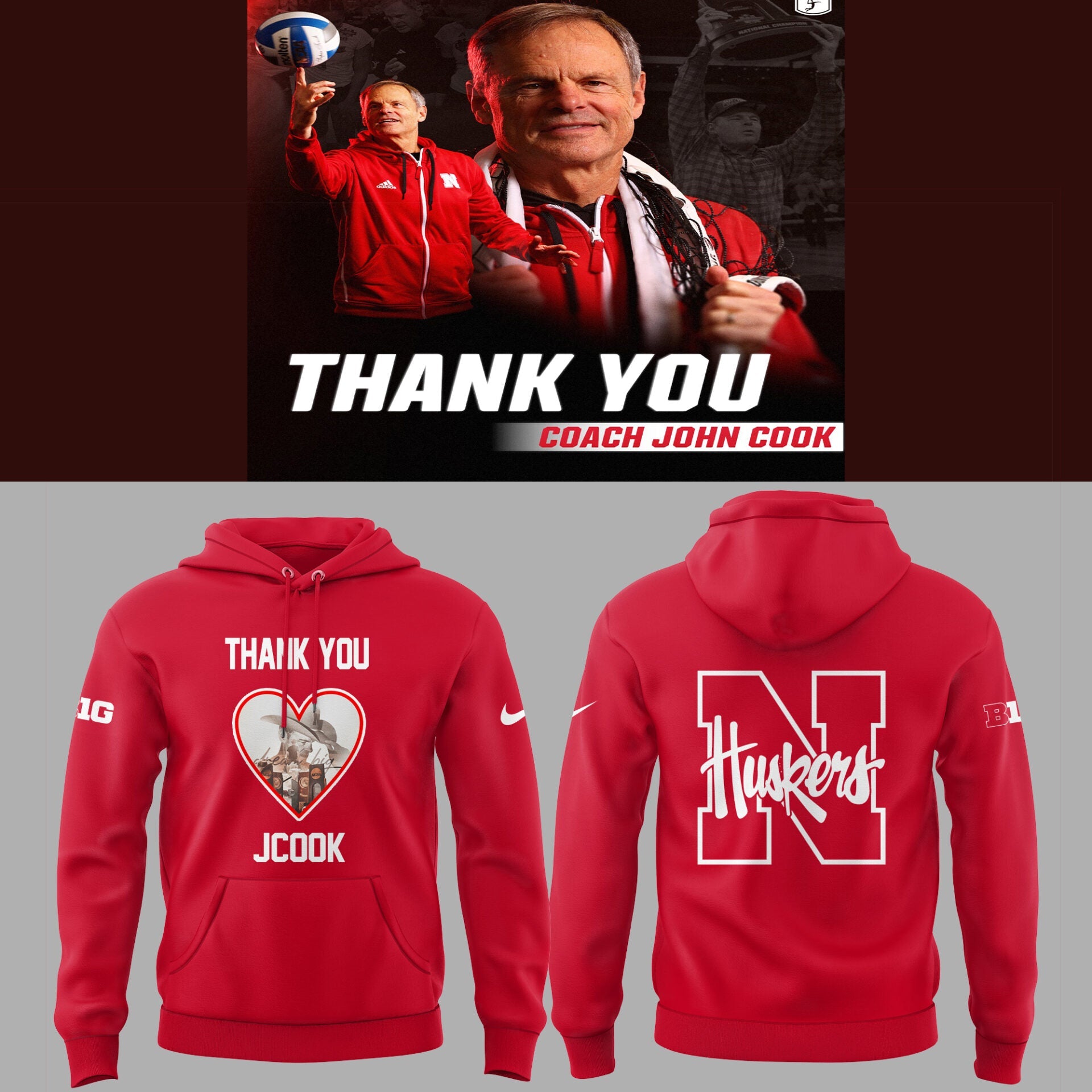Nebraska Volleyball 2025 Limited Thanks Coach John Cook Hoodie