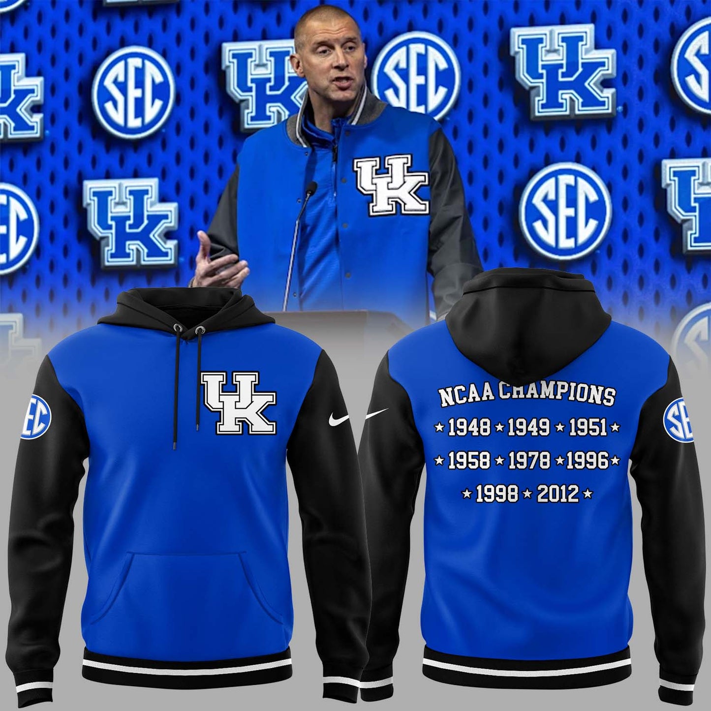 Limited Edition Coach Mark Pope Kentucky Wildcats Men’s Basketball Hoodie