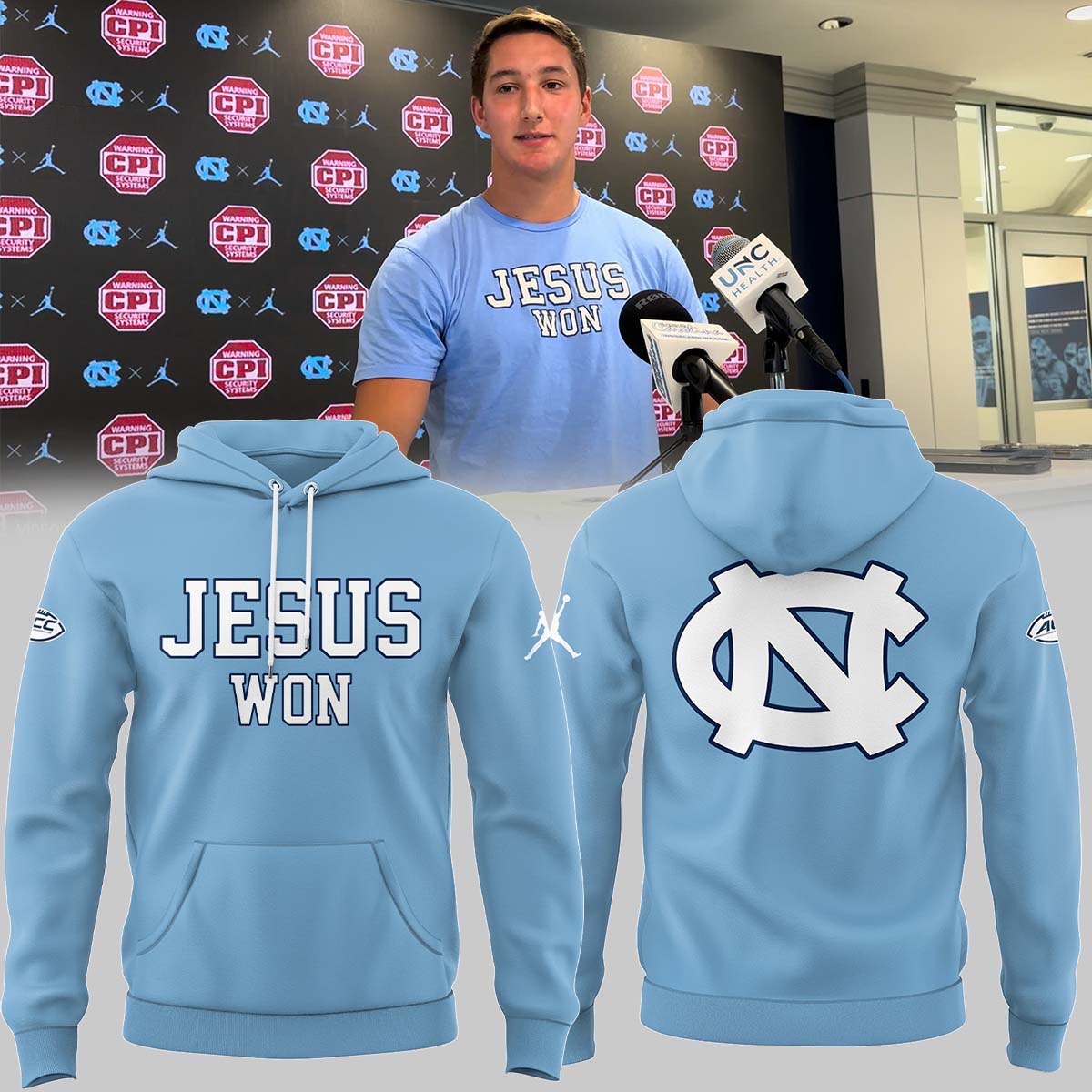 Limited Edition North Carolina Tar Heels JESUS WON Hoodie - North Carolina Tar Heels Shirt NC 21