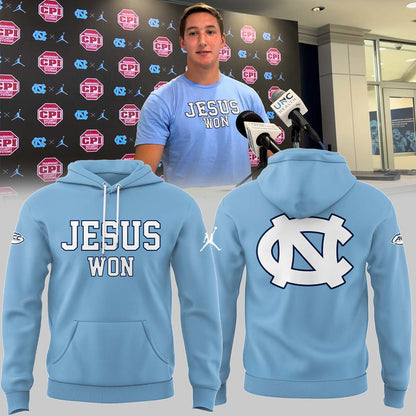 Limited Edition North Carolina Tar Heels JESUS WON Hoodie - North Carolina Tar Heels Shirt NC 21