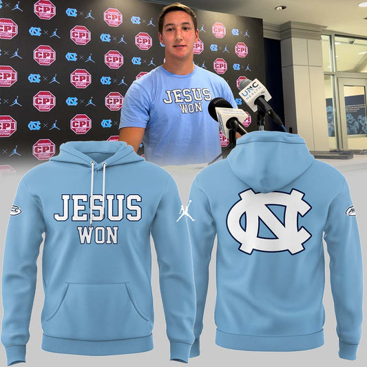 Limited Edition North Carolina Tar Heels JESUS WON Hoodie - North Carolina Tar Heels Shirt NC 21