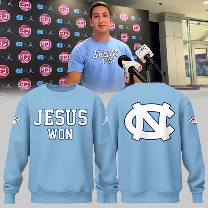 Limited Edition North Carolina Tar Heels JESUS WON Sweatshirt - North Carolina Tar Heels Shirt NC 28