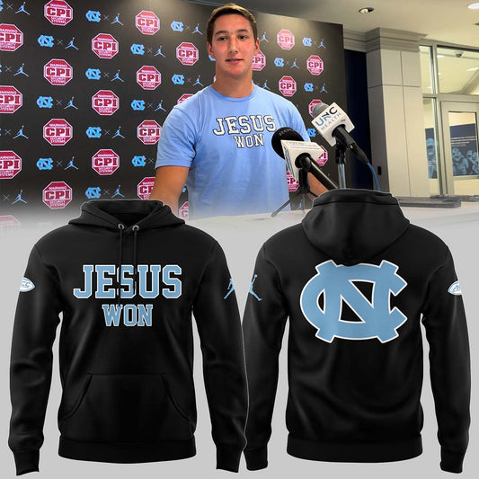 Limited Edition North Carolina Tar Heels JESUS WON Black Hoodie - North Carolina Tar Heels Shirt NC 26