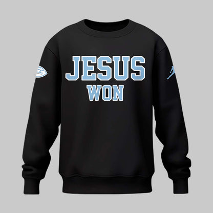 Limited Edition North Carolina Tar Heels JESUS WON Black Sweatshirt - North Carolina Tar Heels Shirt NC 25