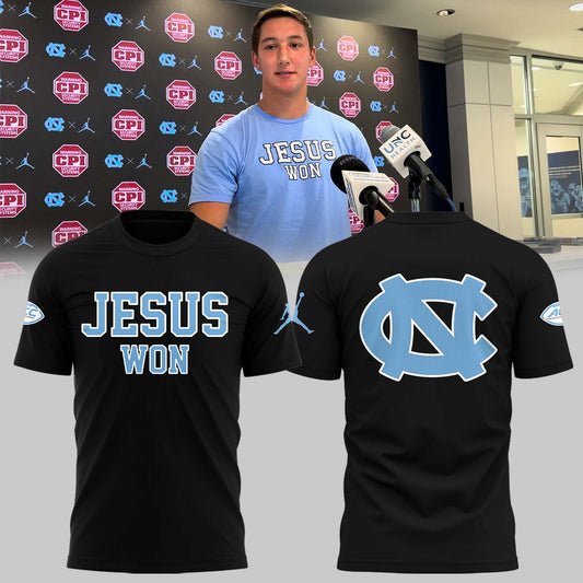Limited Edition North Carolina Tar Heels JESUS WON Black T-Shirt - North Carolina Tar Heels Shirt NC 27