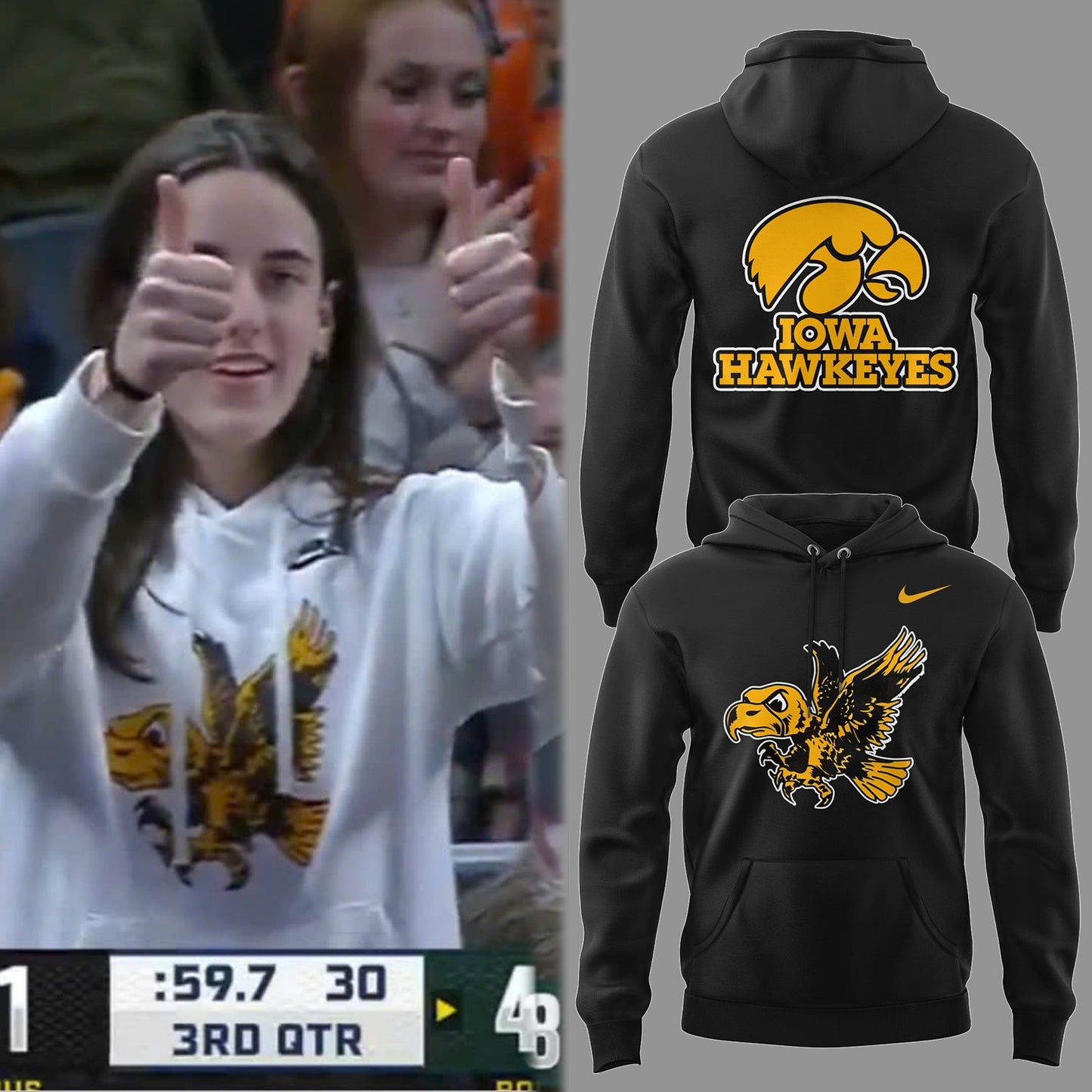 Iowa Hawkeyes 2025 Limited Caitlin Clack Black Hoodie