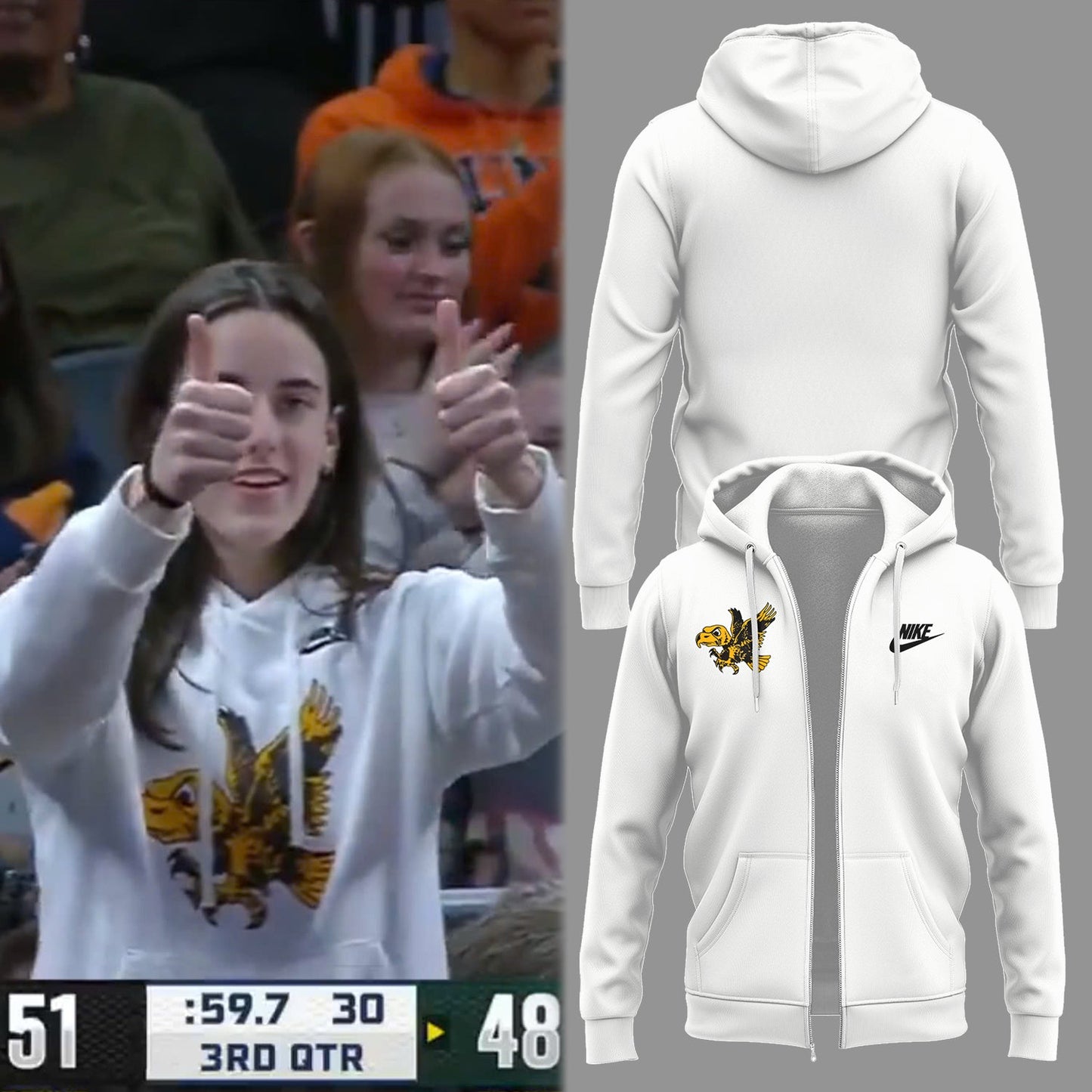 Iowa Hawkeyes 2025 Limited Caitlin Clack Zip Hoodie