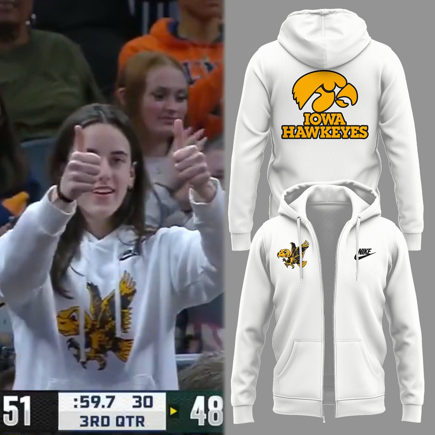 Iowa Hawkeyes 2025 Limited Caitlin Clack Zip Hoodie