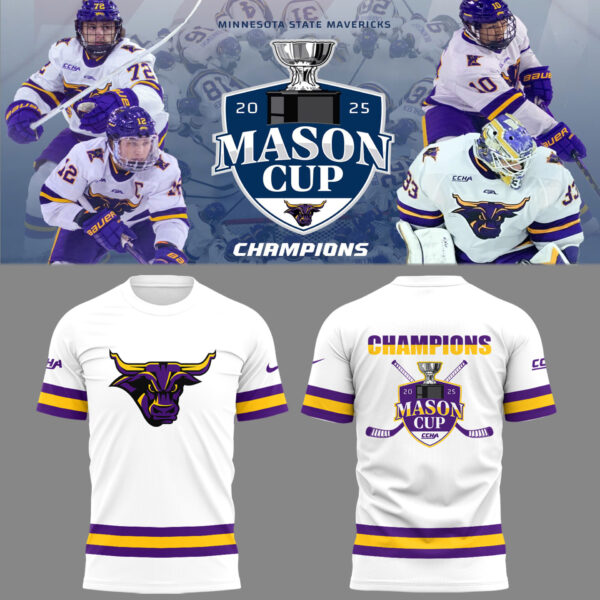 MSU Mavericks Men’s Hockeys Limited Mason Cup Champions 2025 White T-Shirt