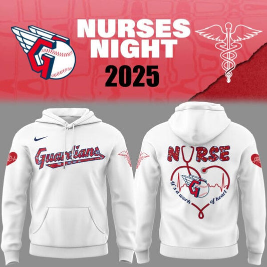 Cleveland Guardians Baseball White Hoodie For Nurses Night 2025 Season