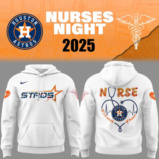 Houston Astros Baseball White Hoodie For Nurses Night 2025 Season
