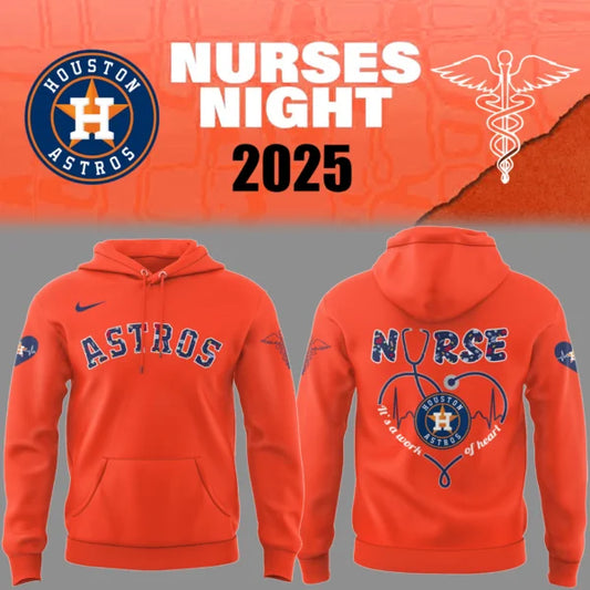 Houston Astros Baseball Orange Hoodie For Nurses Night 2025 Season