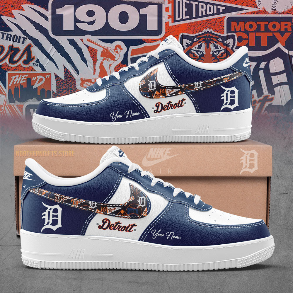 Detroit Tigers AF1 Sneakers Gifts For Detroit Tigers Fans Custom Name