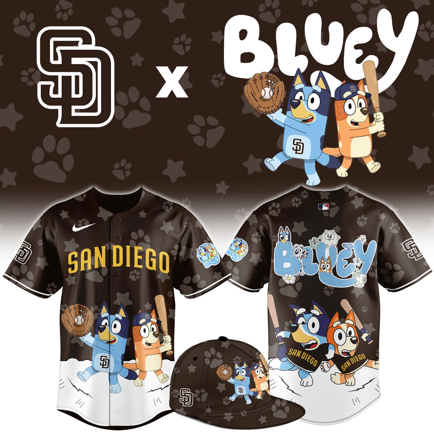 San Diego Padres Bluey Night Game Limited Baseball Brown Jersey