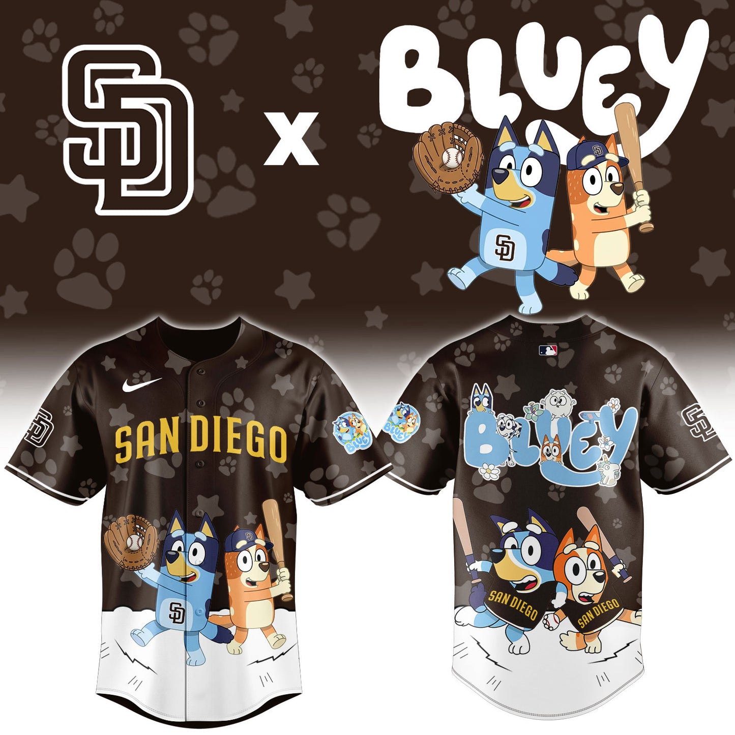 San Diego Padres Bluey Night Game Limited Baseball Brown Jersey