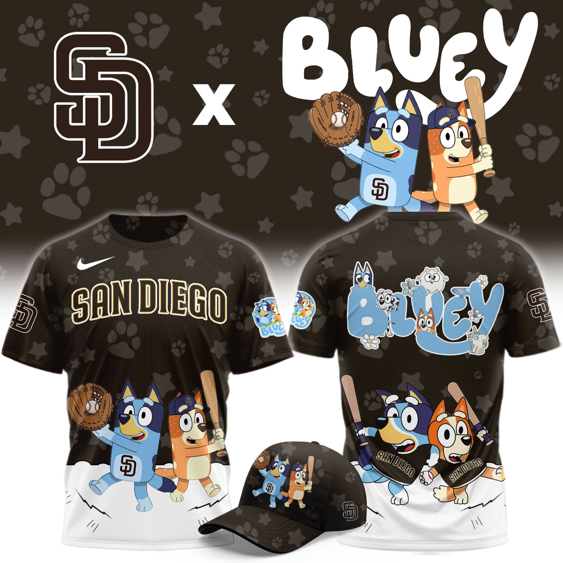 San Diego Padres Bluey Night Game Limited Brown T-Shirt