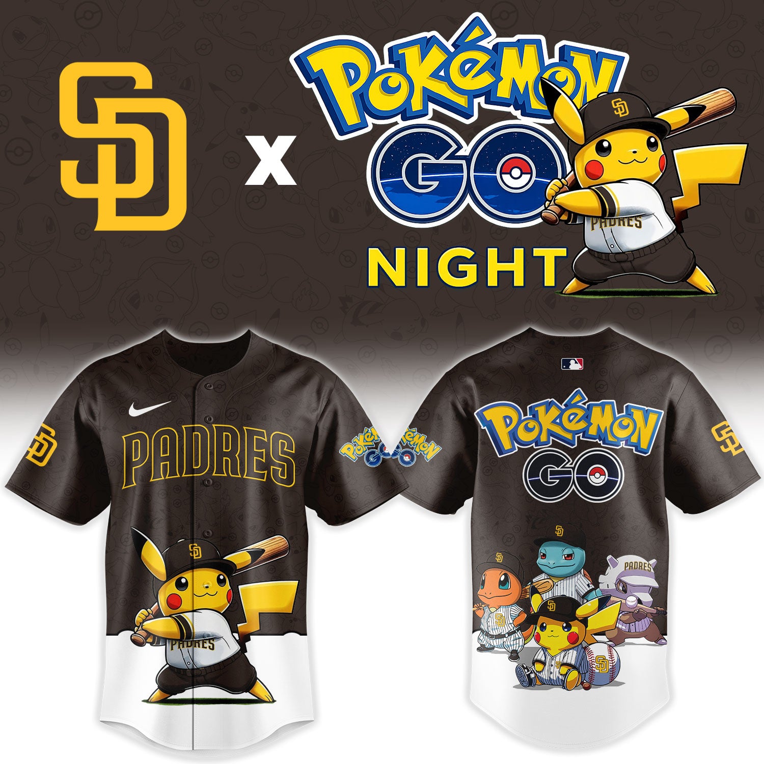 San Diego Padres Pokemon GO Night Limited Baseball Jersey