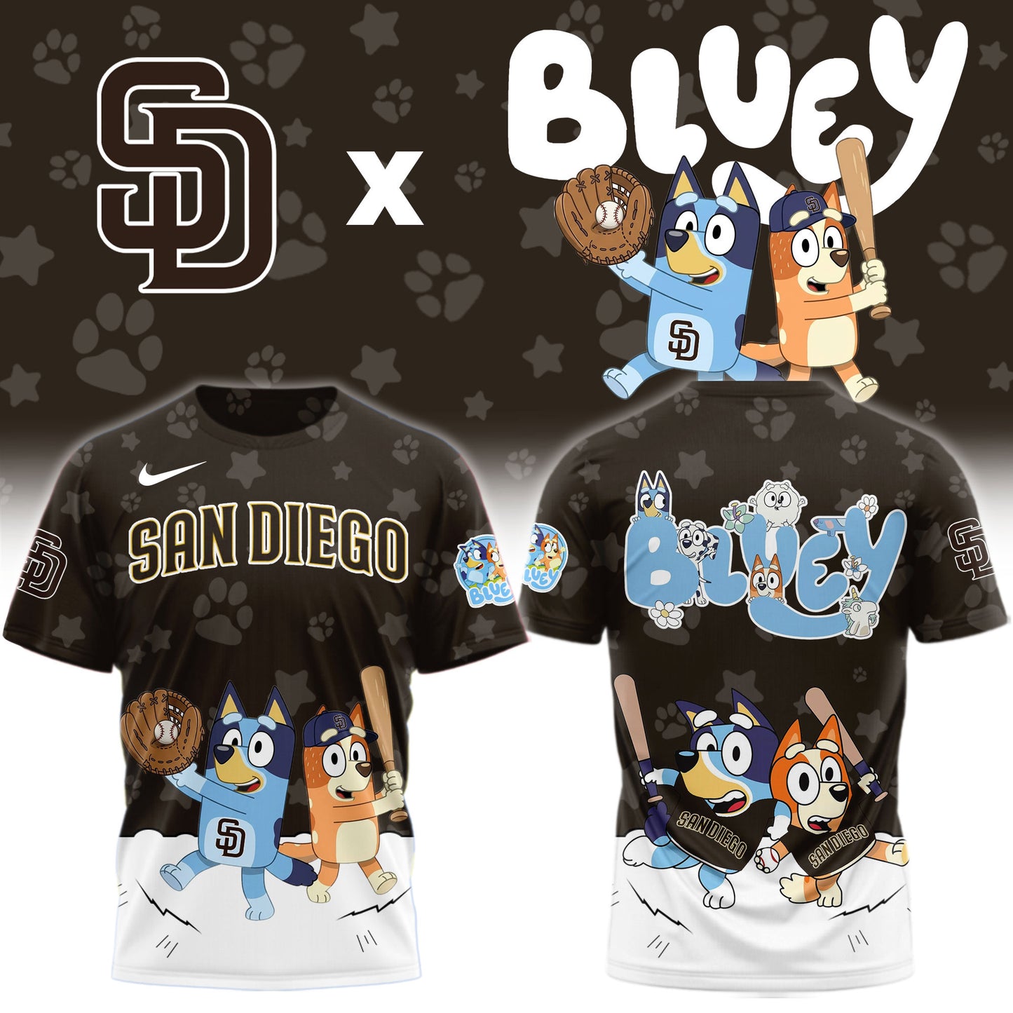 San Diego Padres Bluey Night Game Limited Brown T-Shirt