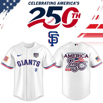 San Francisco Giants USA 250th Anniversary Baseball Jersey And Cap