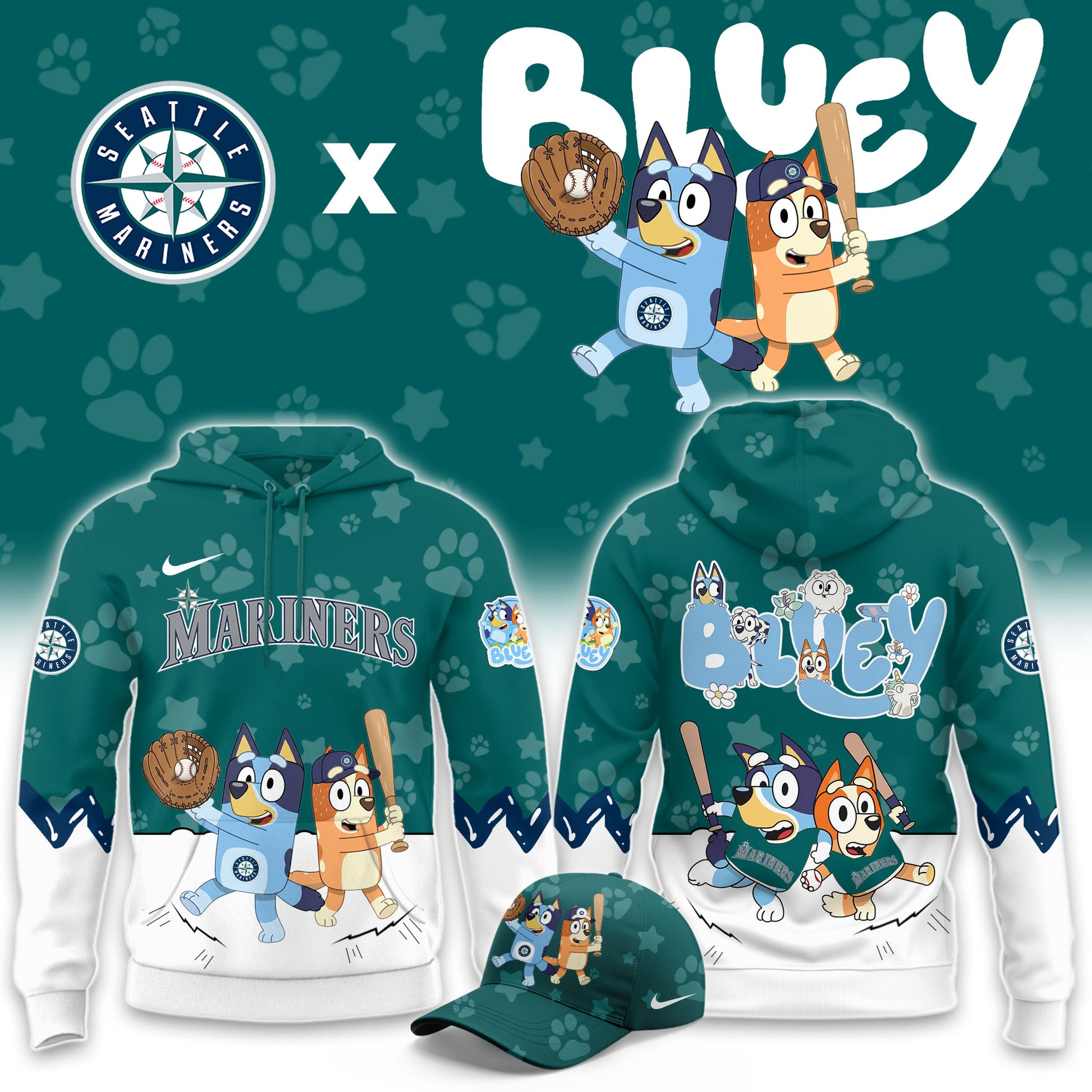 Seattle Mariners Bluey Night Game Limited Hoodie