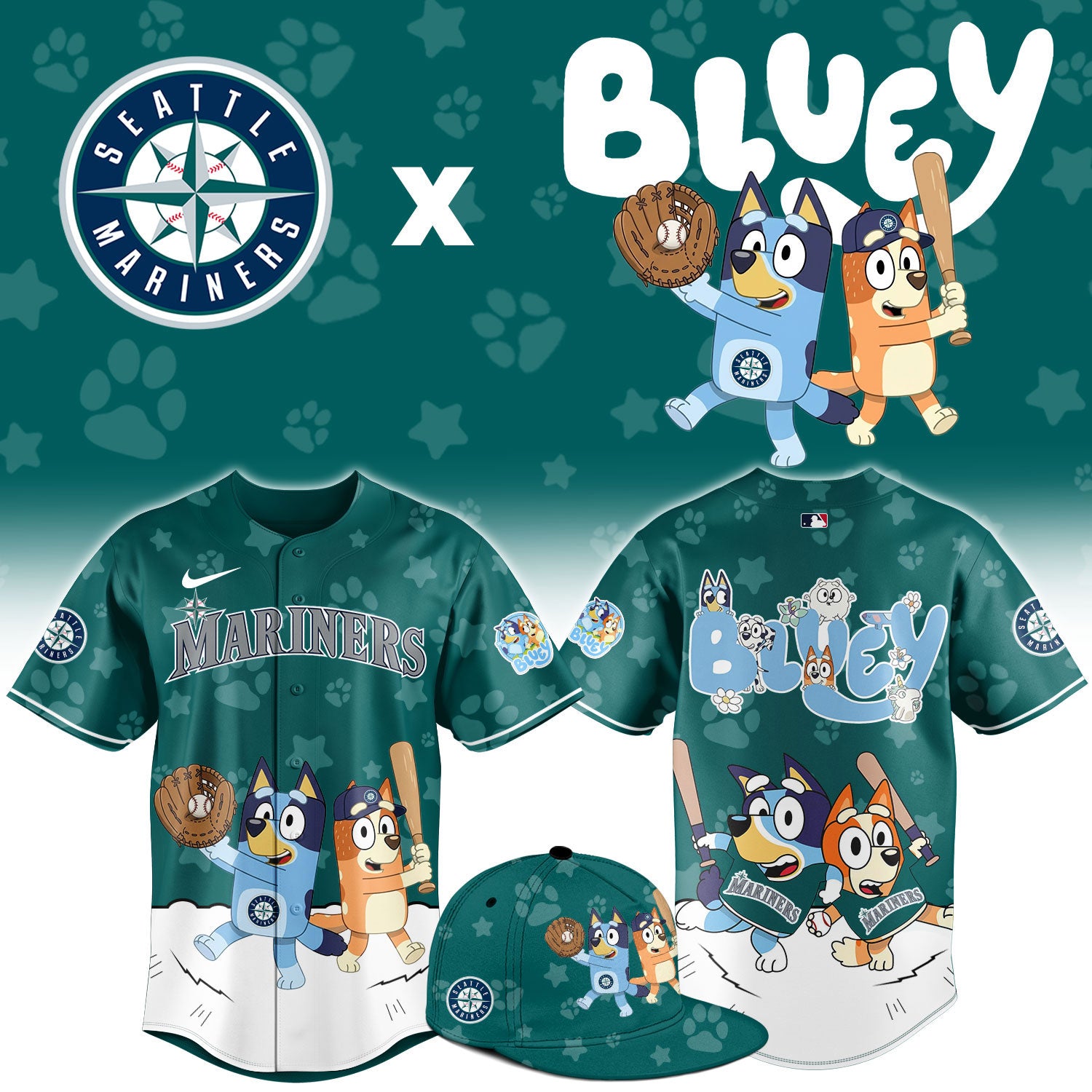 Seattle Mariners Bluey Night Game Limited Baseball Jersey