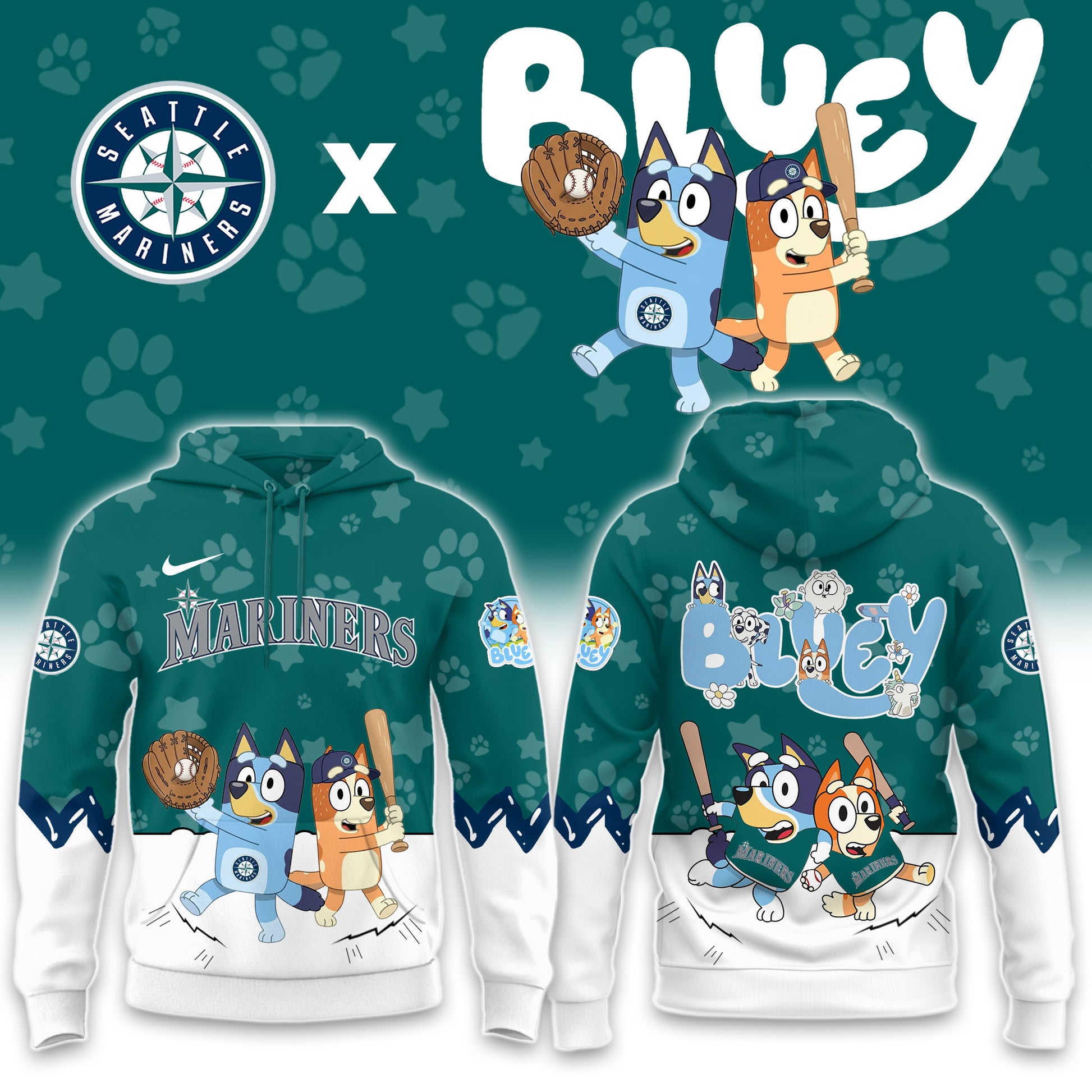 Seattle Mariners Bluey Night Game Limited Hoodie